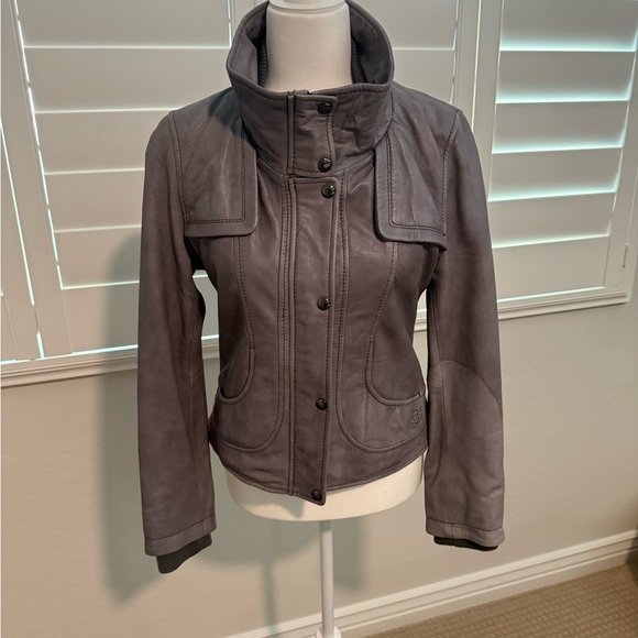 Guess Women's Charcoal Gray Leather Jacket Size Small. - Picture 2 of 7